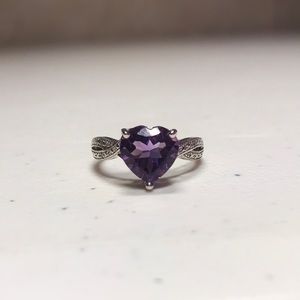 Size 8.5 Sterling silver amethyst Valentine heart